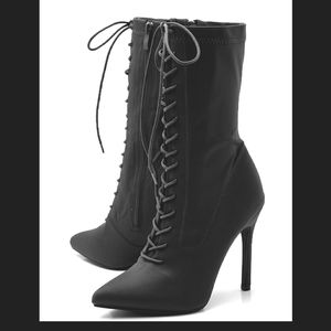 ‼️SOLD‼️ 
!!! Lace Up Stiletto Sock Boots